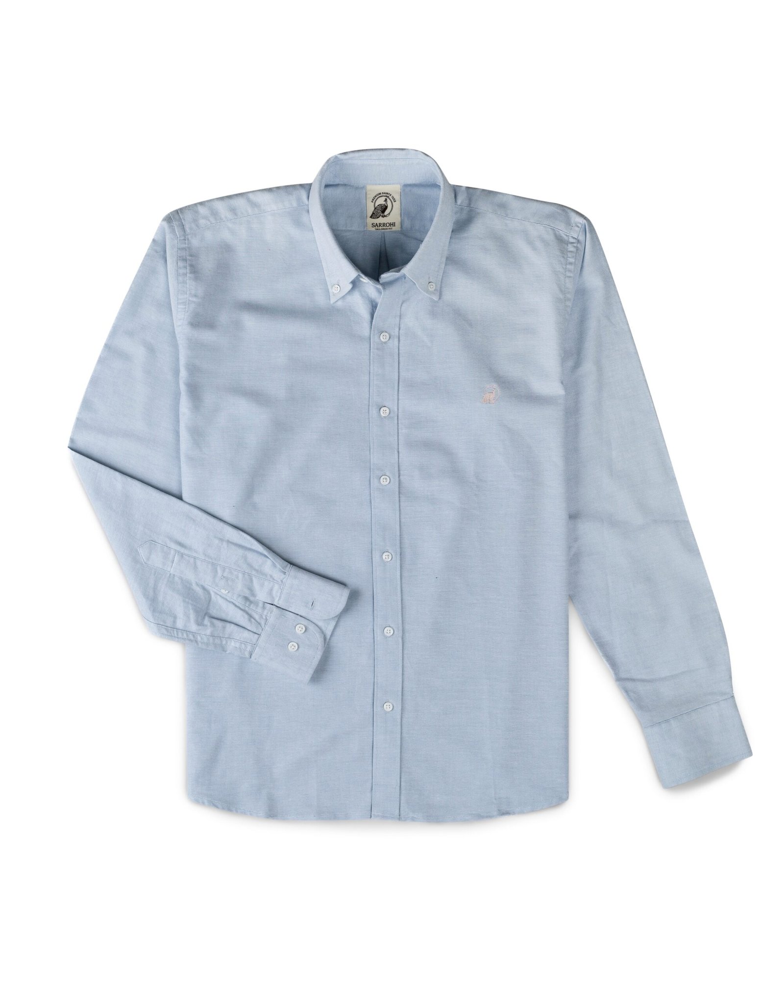 Blue Oxford Summer Shirt With Embroidery