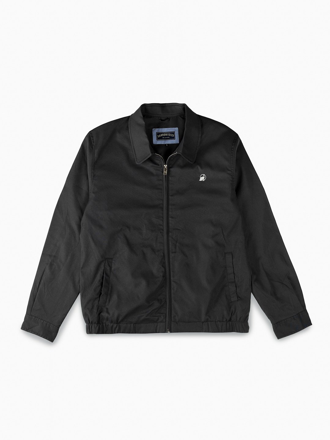 Cotton Twill Spread Collar Night Grey Jacket With Embroidery