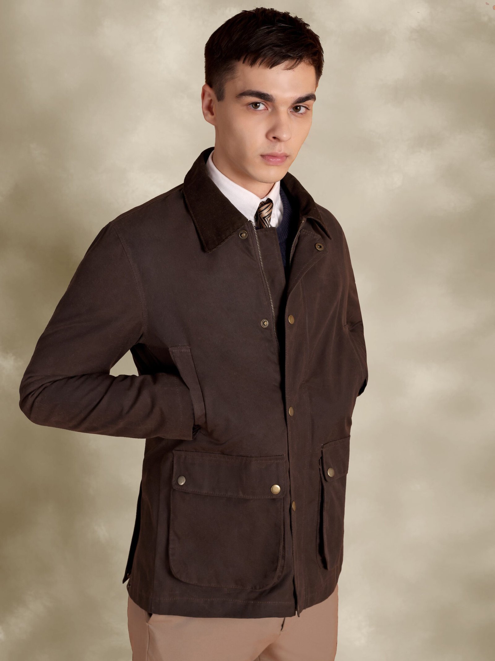 The Gorkha Jacket - Brown Waxed Jacket With Corduroy Collars