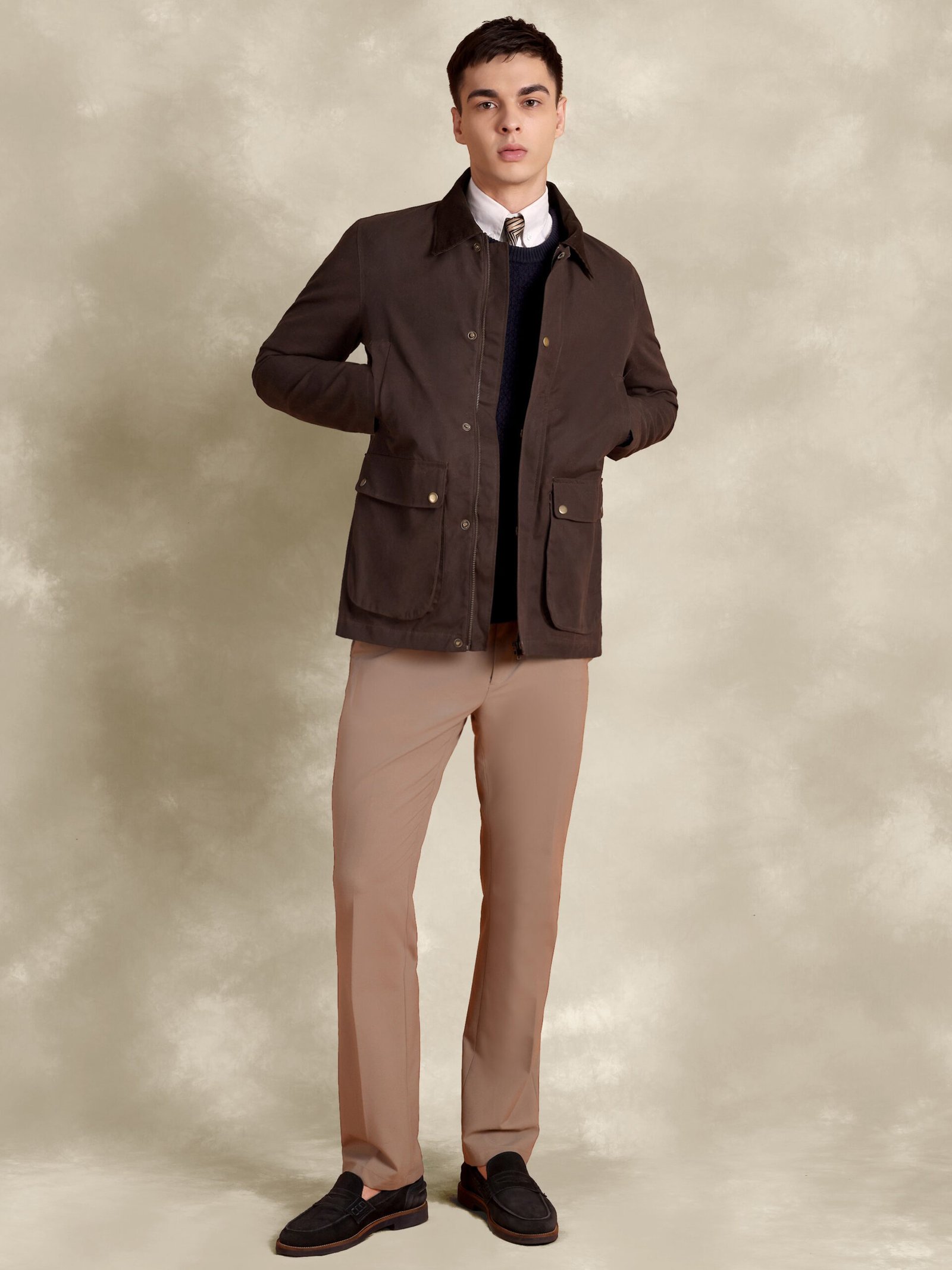 The Gorkha Jacket - Brown Waxed Jacket With Corduroy Collars