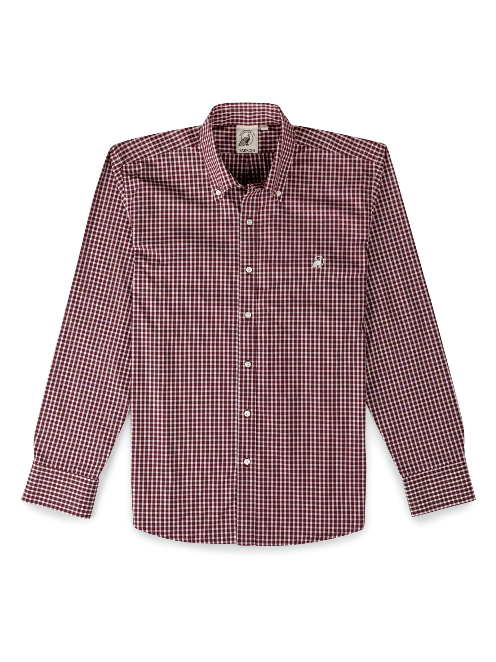 Non Iron Maroon Gingham Check Shirt